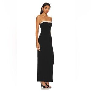 NOOKIE. Strapless Black Maxi Dress, accented with tiny pearls.